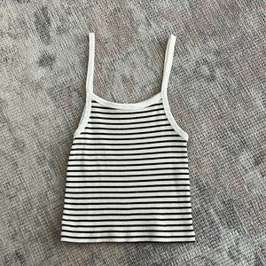 Brandy Melville black and white striped crop top